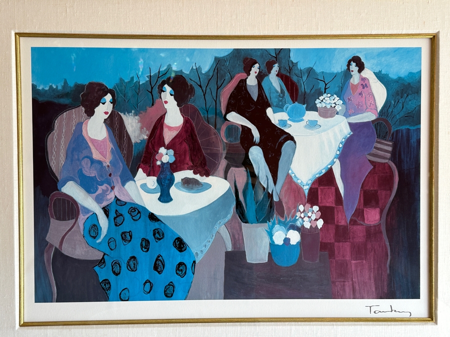 Itzchak Tarkay Seriolithograph Titled 'Morning Social' 25 X 17 Framed 36.5 X 29