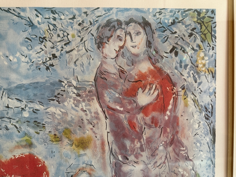 Marc Chagall Limited Edition Offset Lithograph Titled 'Red Bouquet' Numbered 294 Of 500 20 X 29 Framed 30 X 39.5 [Photo 3]
