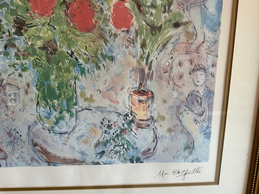 Marc Chagall Limited Edition Offset Lithograph Titled 'Red Bouquet' Numbered 294 Of 500 20 X 29 Framed 30 X 39.5 [Photo 4]