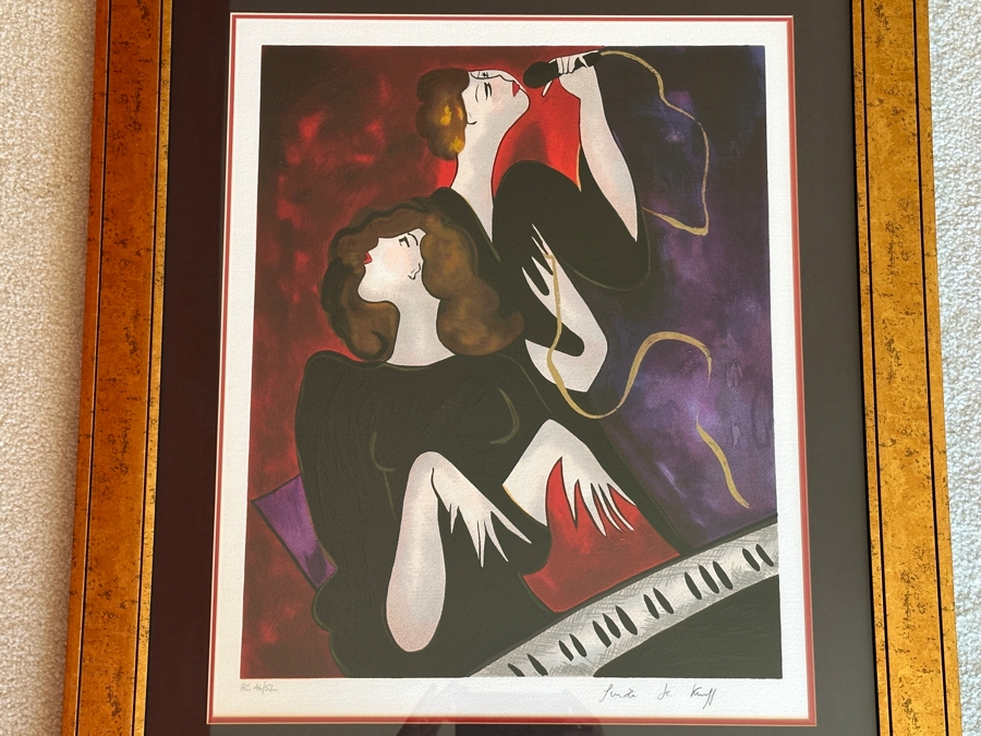 Linda Le Kinff Hand Signed Limited Edition Serigraph Titled 'Swing 1995' Numbered HC 46 Of 52 17' X 21' Framed 25 X 29