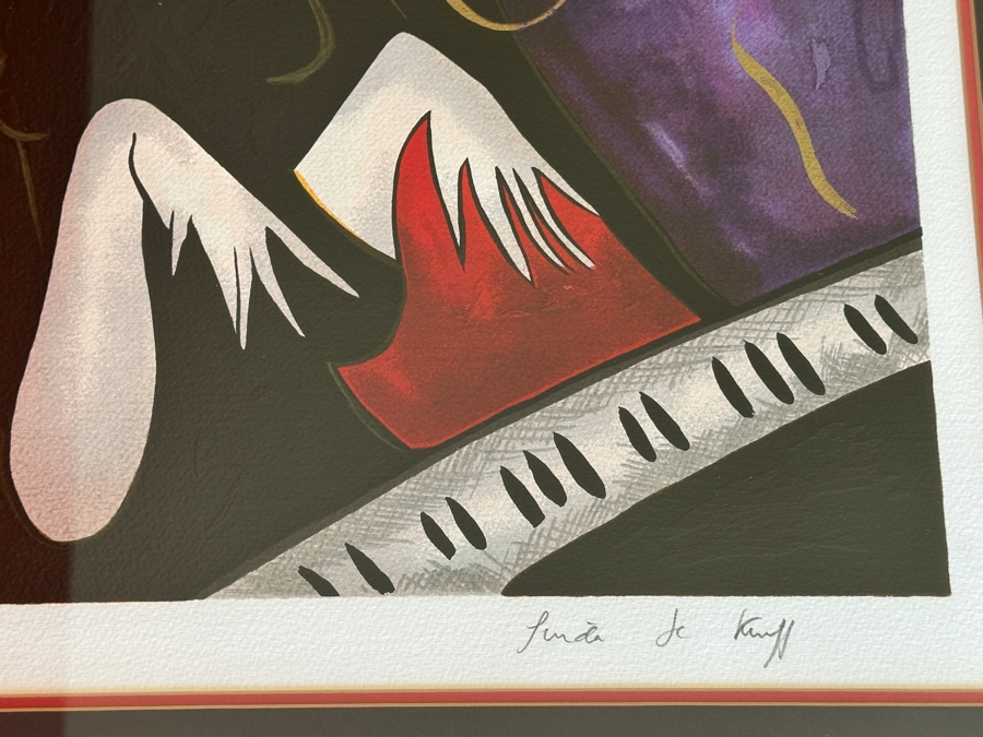 Linda Le Kinff Hand Signed Limited Edition Serigraph Titled 'Swing 1995' Numbered HC 46 Of 52 17' X 21' Framed 25 X 29 [Photo 4]