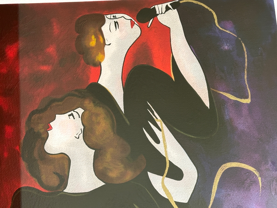 Linda Le Kinff Hand Signed Limited Edition Serigraph Titled 'Swing 1995' Numbered HC 46 Of 52 17' X 21' Framed 25 X 29 [Photo 3]