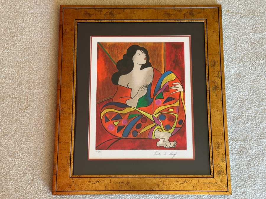 Linda Le Kinff Hand Signed Limited Edition Serigraph Titled 'Leki' Numbered 312 Of 350 12.5' X 16' Framed 21 X 24 [Photo 2]