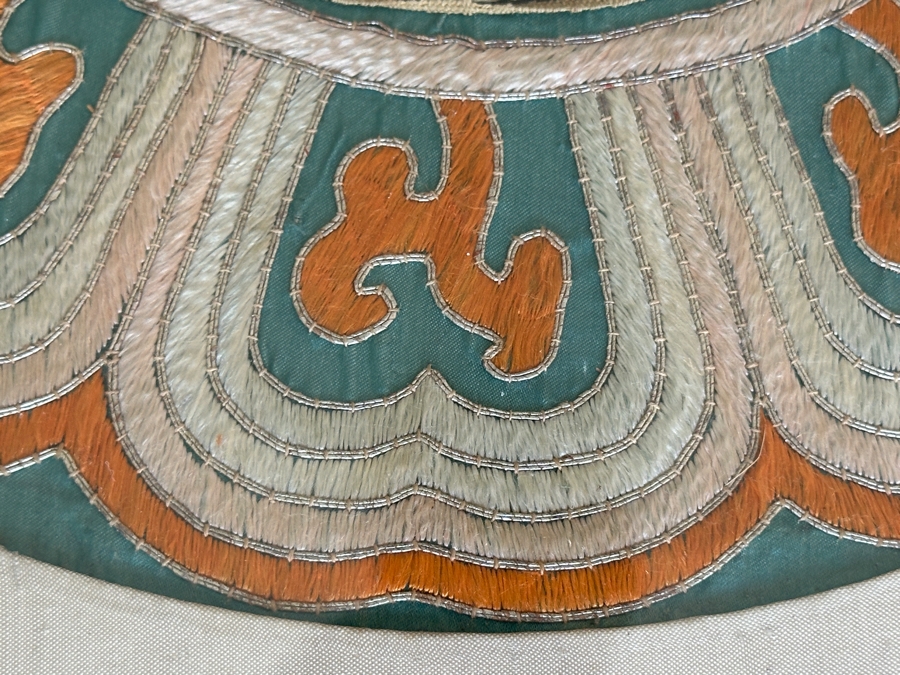 Antique Chinese Framed Circular Silk Embroidery From A Robe 13W Framed 20 X 20 [Photo 6]