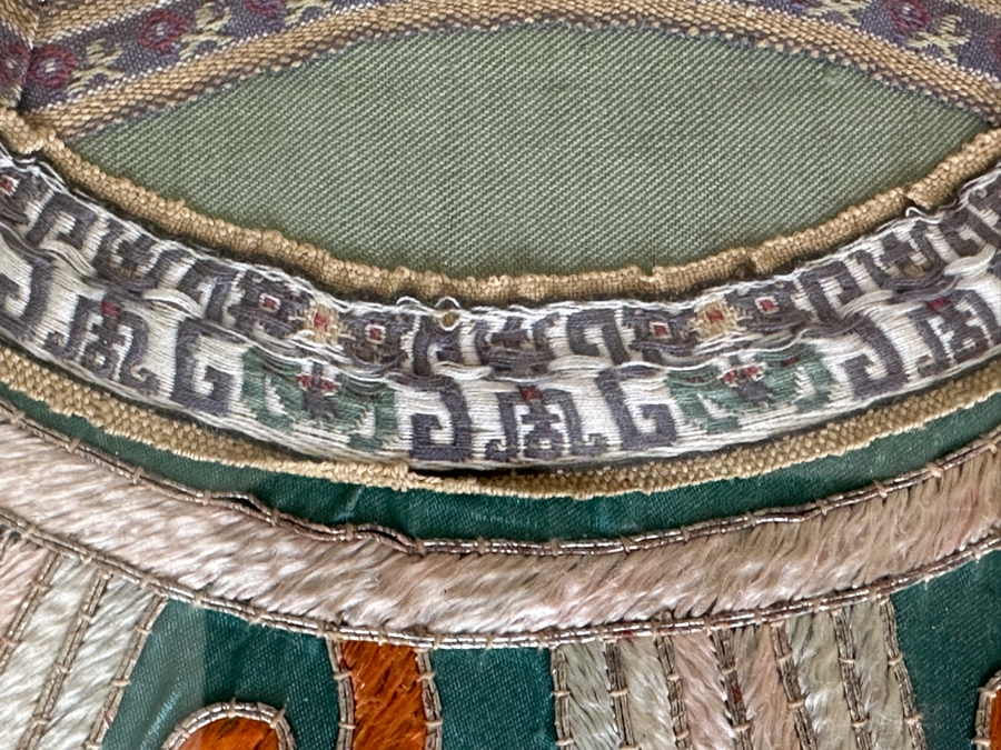 Antique Chinese Framed Circular Silk Embroidery From A Robe 13W Framed 20 X 20 [Photo 8]