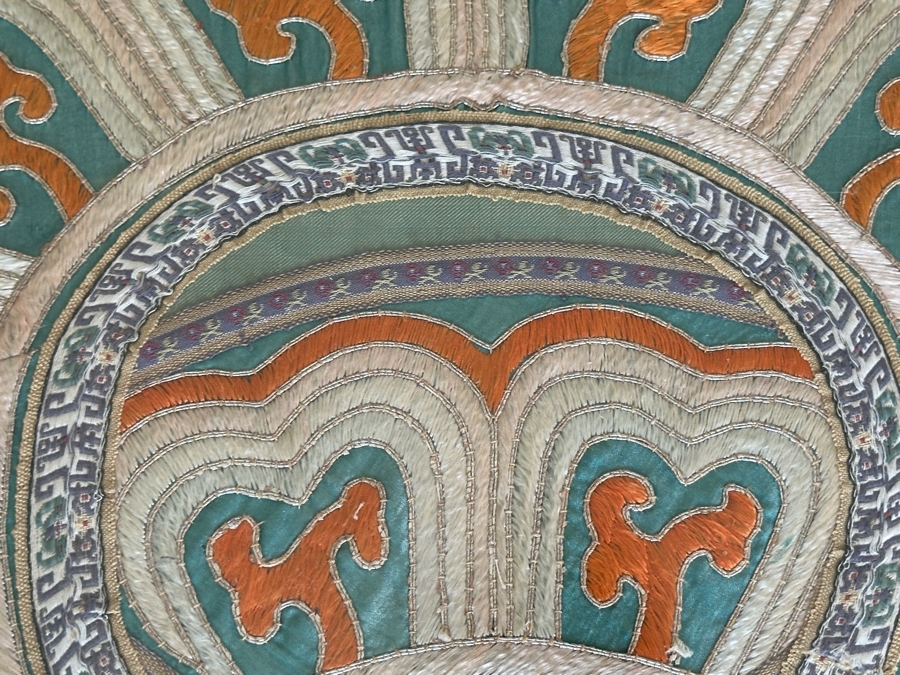 Antique Chinese Framed Circular Silk Embroidery From A Robe 13W Framed 20 X 20 [Photo 4]