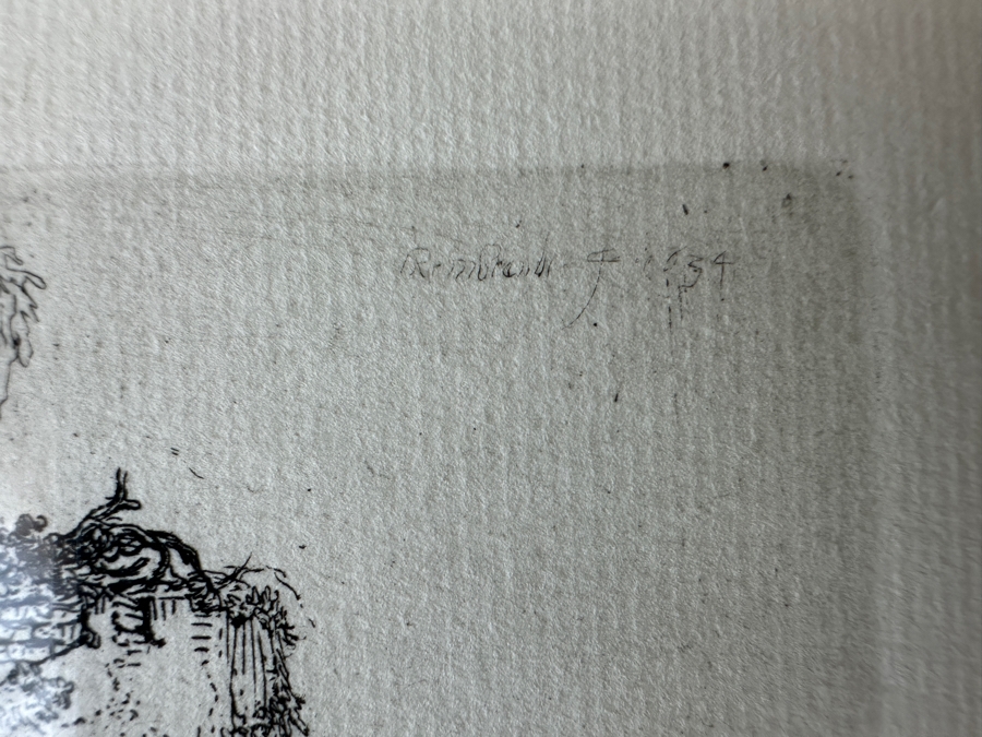 Rembrandt Van Rijn (1606-1669, Dutch) Christ And The Woman Of Samaria Etching 4.25 X 4.75 Framed 23W X 23.5H [Photo 18]