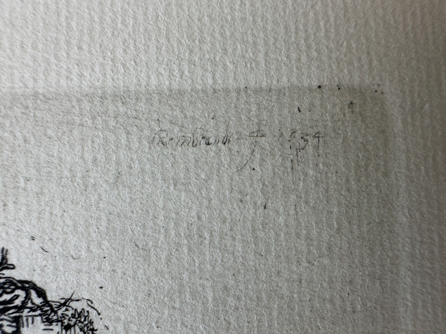 Rembrandt Van Rijn (1606-1669, Dutch) Christ And The Woman Of Samaria Etching 4.25 X 4.75 Framed 23W X 23.5H [Photo 19]