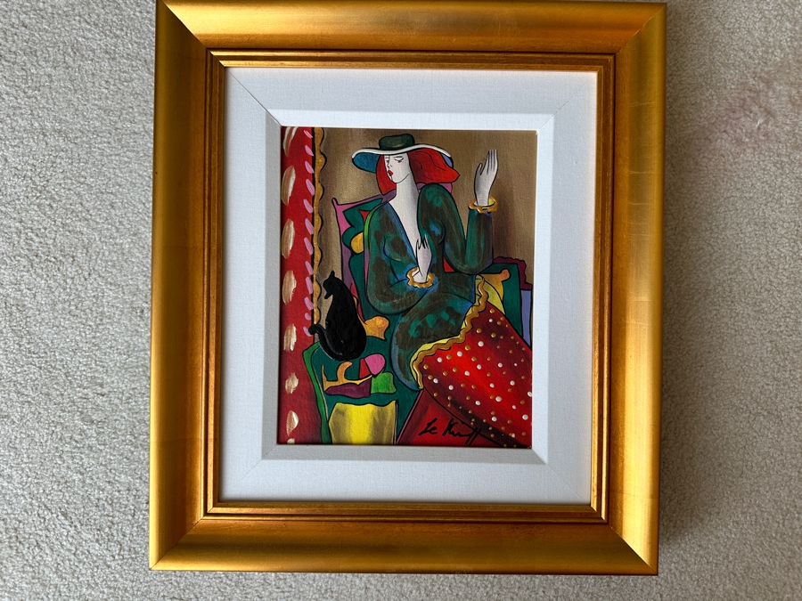 Linda Le Kinff (B. 1949, United States/France) Hand Embellished Serigraph Signed Titled 'Femme Belge' 9 X 11 Framed 16 X 18 [Photo 2]