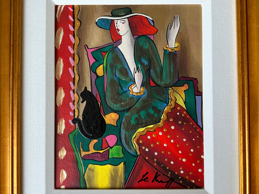 Linda Le Kinff (B. 1949, United States/France) Hand Embellished Serigraph Signed Titled 'Femme Belge' 9 X 11 Framed 16 X 18 [Photo 3]