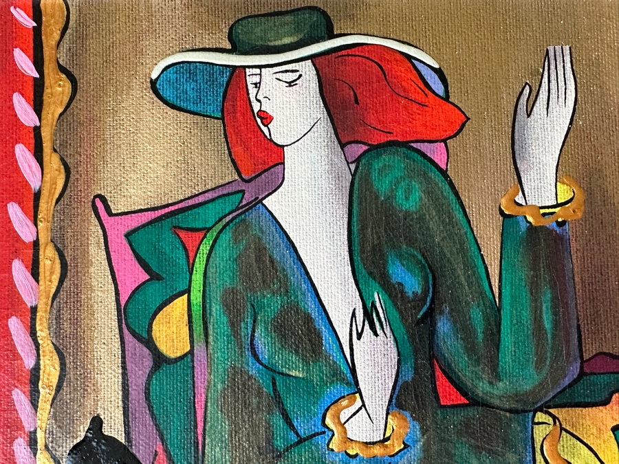 Linda Le Kinff (B. 1949, United States/France) Hand Embellished Serigraph Signed Titled 'Femme Belge' 9 X 11 Framed 16 X 18 [Photo 4]