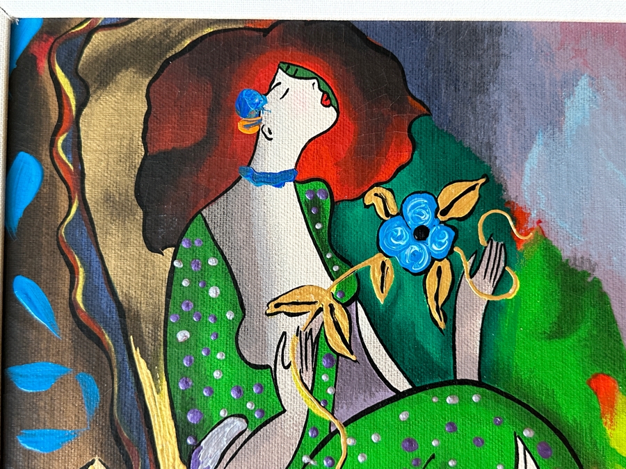 Linda Le Kinff (B. 1949, United States/France) Hand Embellished Serigraph Signed Titled 'Red Haired Woman' 9 X 11 Framed 16 X 18 [Photo 4]