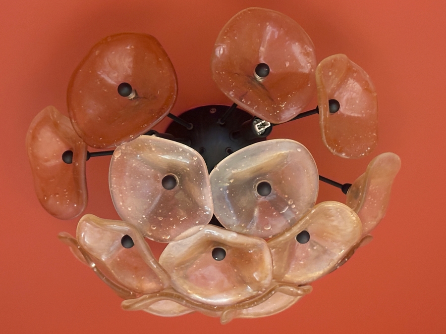 Murano Glass Crystal Flush Mounted Light Fixture 15'W [Photo 3]