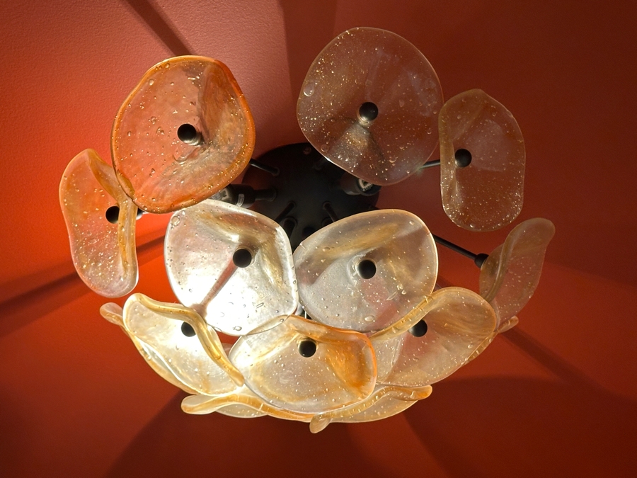 Murano Glass Crystal Flush Mounted Light Fixture 15'W [Photo 2]