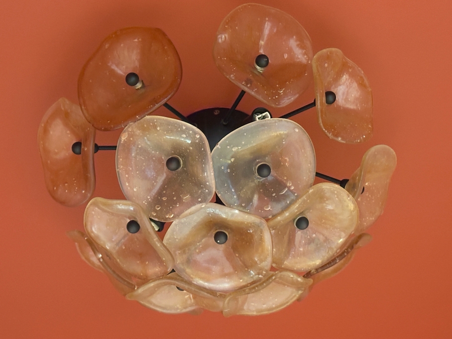 Murano Glass Crystal Flush Mounted Light Fixture 15'W [Photo 4]