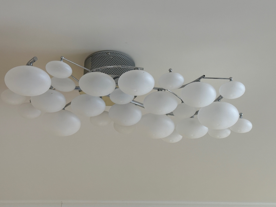 Possini Euro Lilypad Etched Glass Light Fixture 30'W x 15'D [Photo 2]