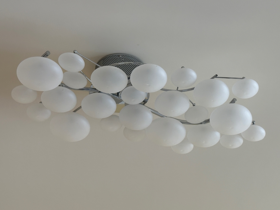 Possini Euro Lilypad Etched Glass Light Fixture 30'W x 15'D [Photo 4]