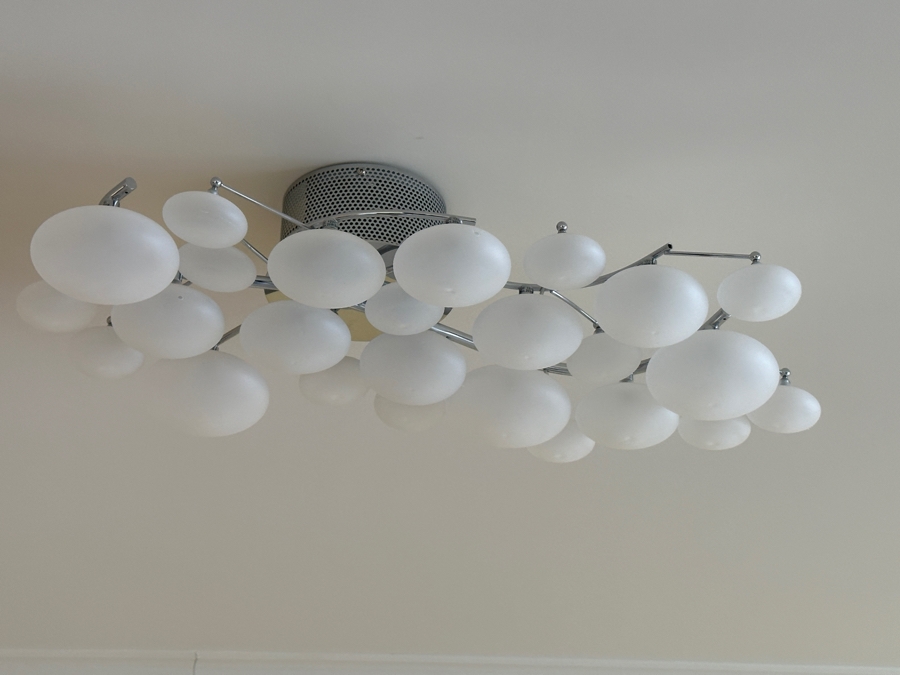 Possini Euro Lilypad Etched Glass Light Fixture 30'W x 15'D [Photo 3]