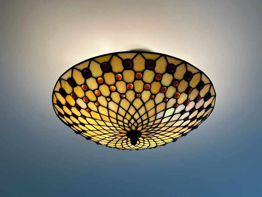 Justice Design Group Flush Mounted Stained Glass Light Fixture 16'W [Photo 3]