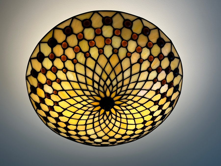 Justice Design Group Flush Mounted Stained Glass Light Fixture 16'W
