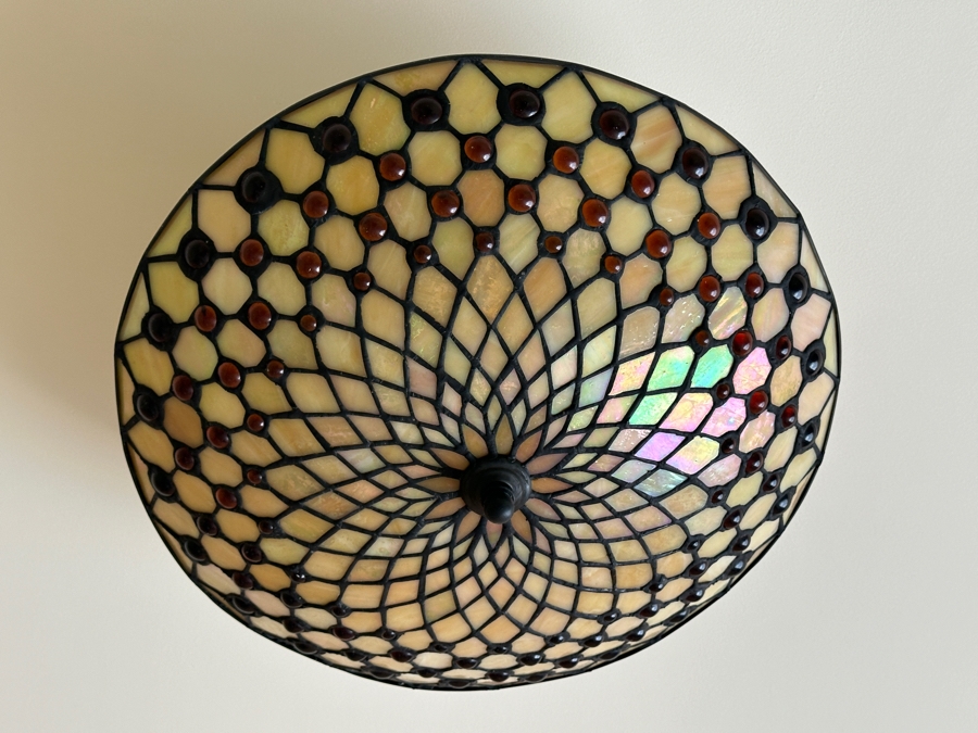 Justice Design Group Flush Mounted Stained Glass Light Fixture 16'W [Photo 4]