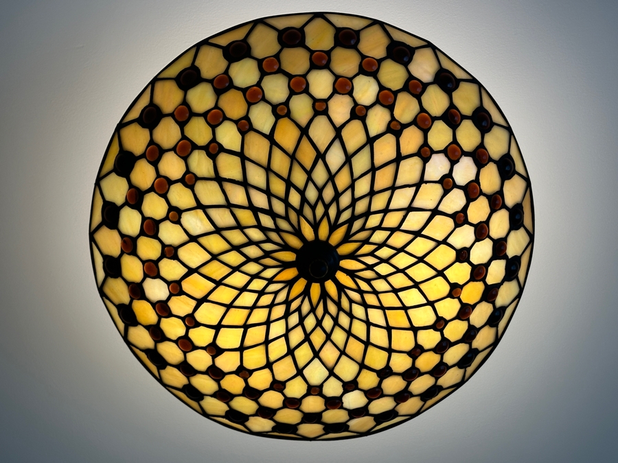 Justice Design Group Flush Mounted Stained Glass Light Fixture 16'W [Photo 2]