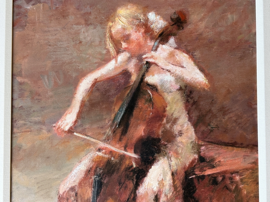 Hua Chen (B. 1952, Chinese) Hand Signed Limited Edition Giclee On Canvas Titled 'My Cello' Numbered 59 Of 350 19 X 25 Framed 29 X 35 [Photo 4]
