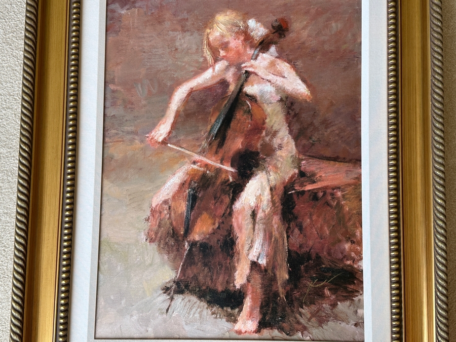 Hua Chen (B. 1952, Chinese) Hand Signed Limited Edition Giclee On Canvas Titled 'My Cello' Numbered 59 Of 350 19 X 25 Framed 29 X 35 [Photo 5]