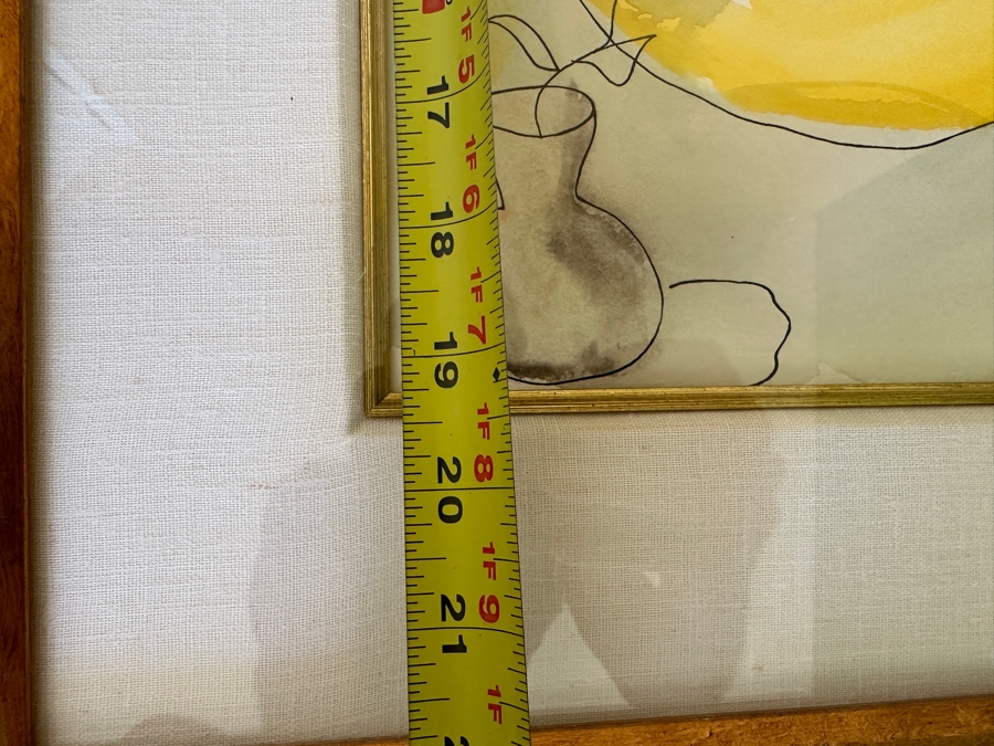 Linda Le Kinff (B. 1949, United States/France) Hand Embellished Watercolor Over Serigraph Line Painting On Paper Signed Titled 'A Single Rose' 16 X 19.5 Framed 29 X 32 [Photo 11]