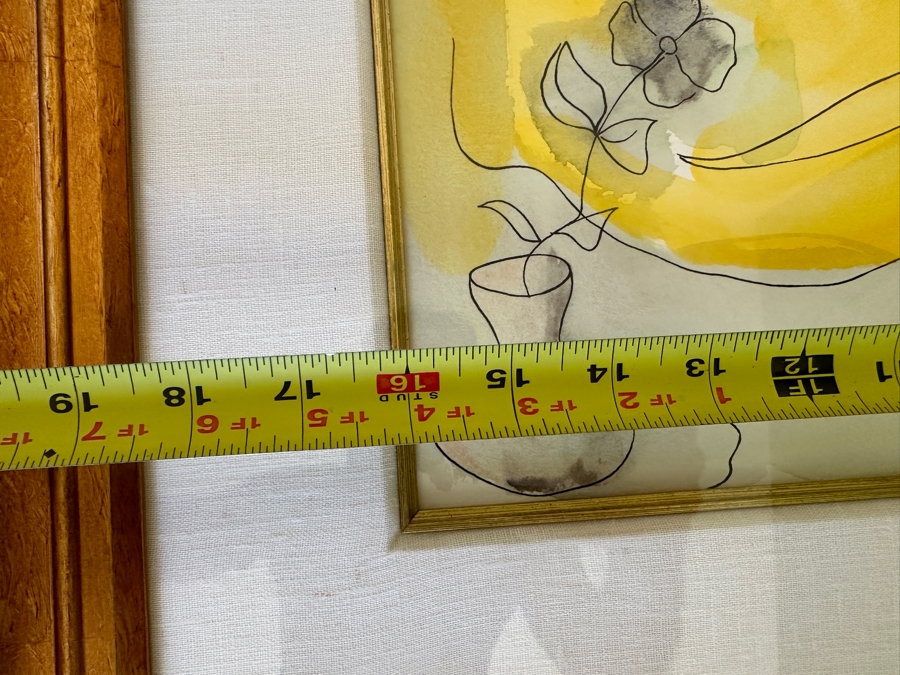 Linda Le Kinff (B. 1949, United States/France) Hand Embellished Watercolor Over Serigraph Line Painting On Paper Signed Titled 'A Single Rose' 16 X 19.5 Framed 29 X 32 [Photo 10]