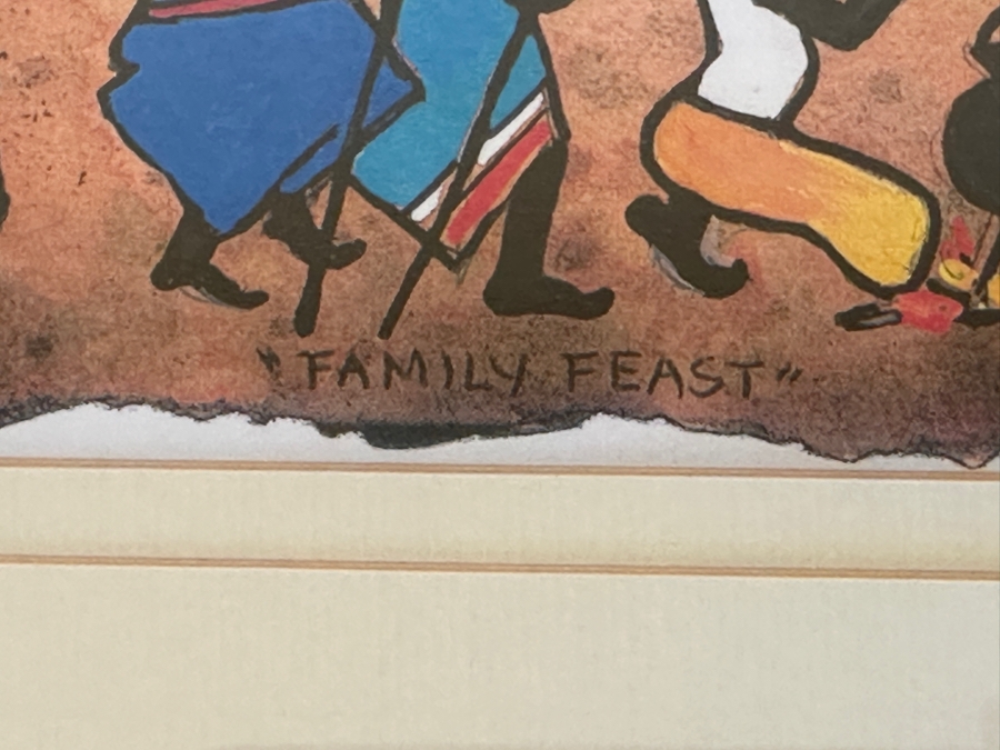 J. H. Wright South African Artist 'Family Feast' Print Hand Signed 11 X 5 Framed 25 X 25 [Photo 6]