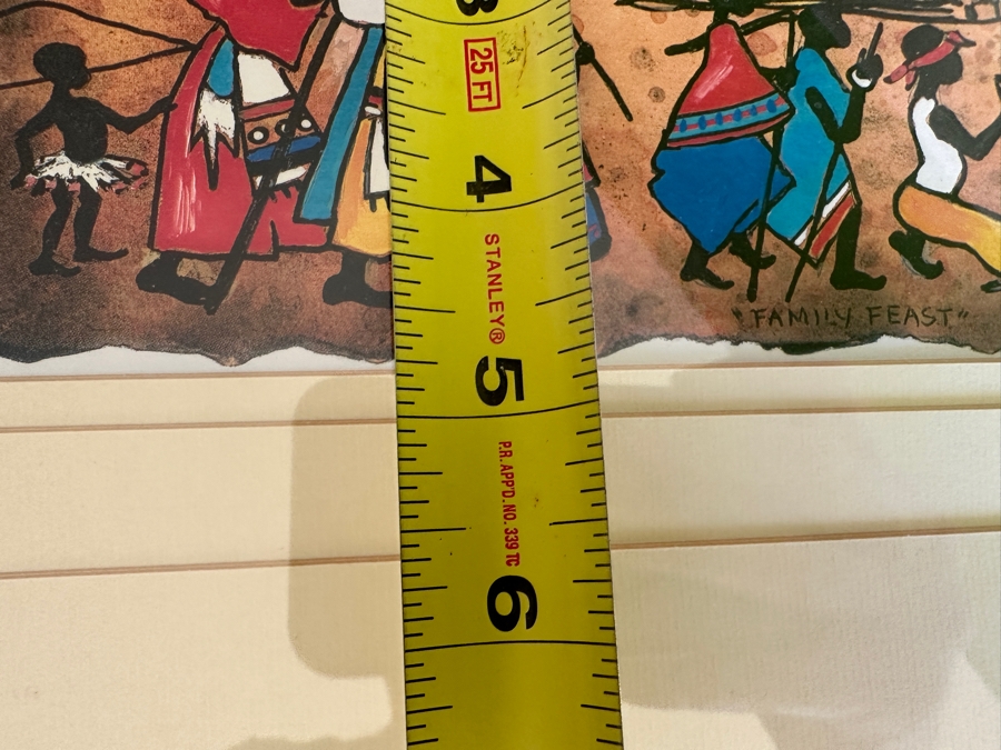 J. H. Wright South African Artist 'Family Feast' Print Hand Signed 11 X 5 Framed 25 X 25 [Photo 8]