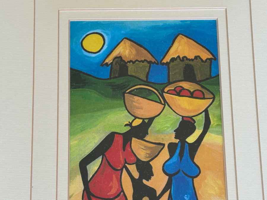 J. H. Wright South African Artist Print Titled 'Morning Chat' Hand Signed 5 X 11 Framed 21.5 X 25 [Photo 3]