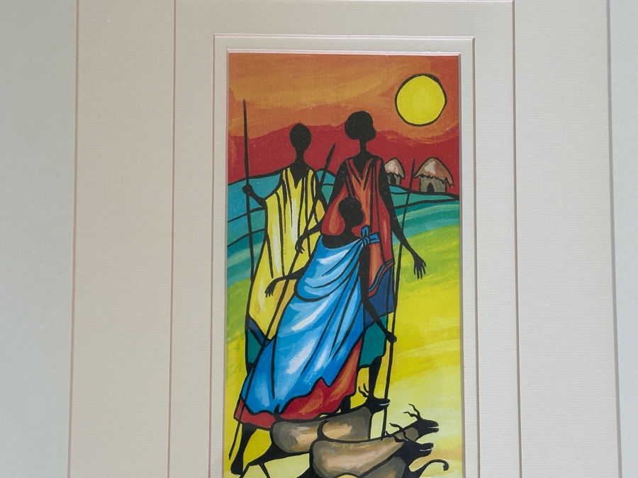 J. H. Wright South African Artist Print Titled 'Morning Rush' Hand Signed 5 X 11 Framed 21.5 X 25 [Photo 3]