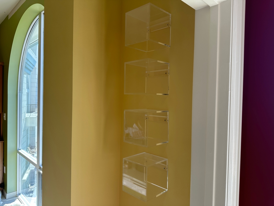 Set Of Four Lucite Display Wall Mounted Cases 6W X 6D X 6H Each [Photo 1]