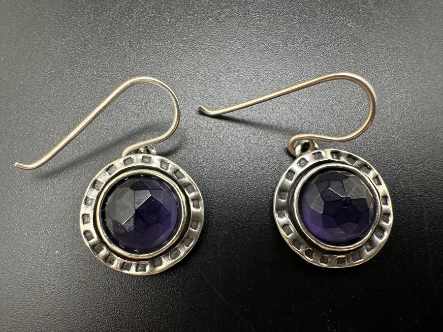 Just Added - Sterling Silver Earrings With Amethyst Stone Made In Israel 5g [Photo 2]