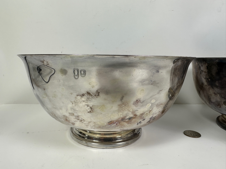 Pair Of Vintage Reed & Barton Silverplate Enamel Bowls 9'W [Photo 4]