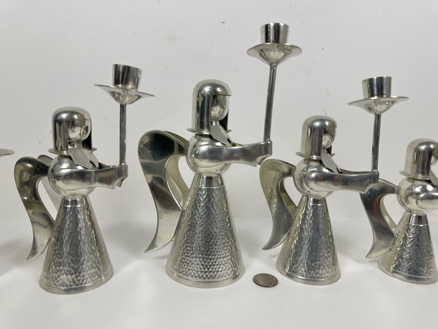(5) Bank Tin Indonesia Hooded Angels Candlesticks Candle Holders 6H - 9.5H [Photo 2]
