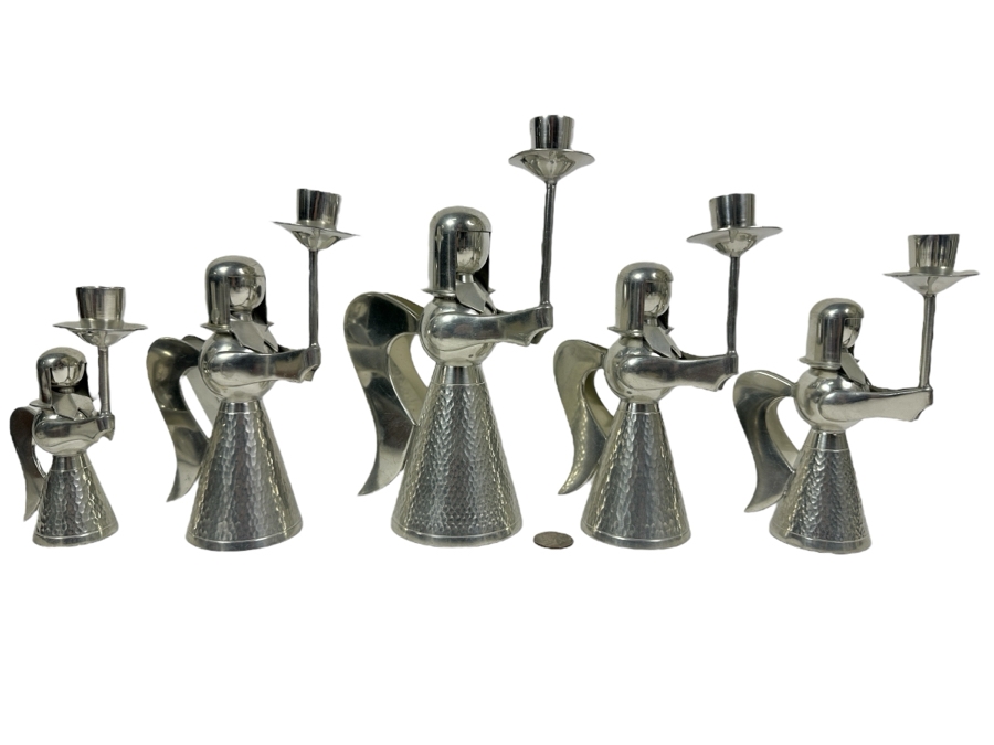 (5) Bank Tin Indonesia Hooded Angels Candlesticks Candle Holders 6H - 9.5H [Photo 1]