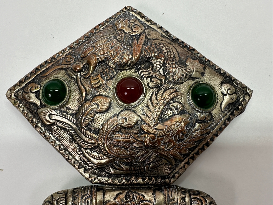 Vintage Tibetan Silver Handheld Mirror 5W X 6H [Photo 4]