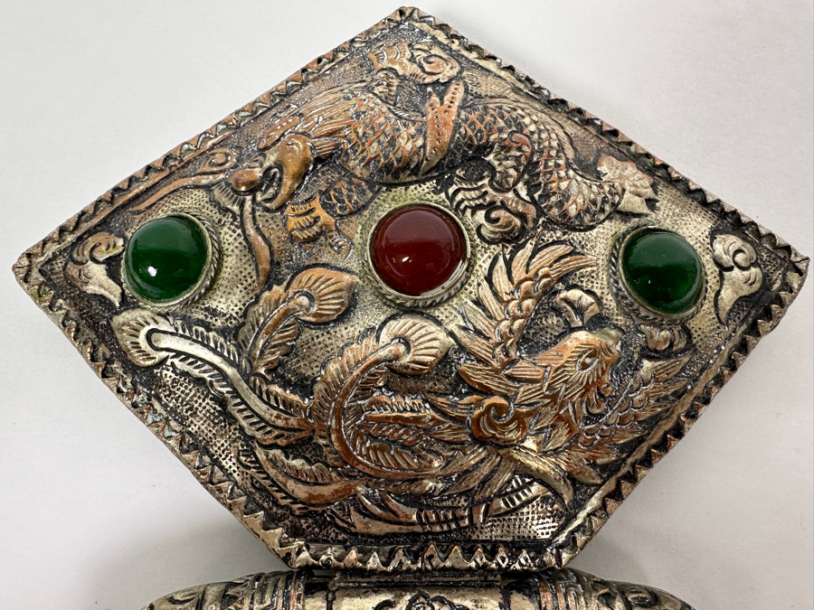 Vintage Tibetan Silver Handheld Mirror 5W X 6H [Photo 5]