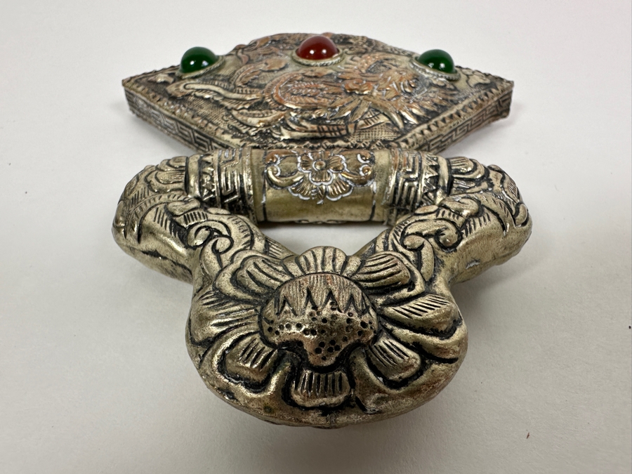 Vintage Tibetan Silver Handheld Mirror 5W X 6H [Photo 8]