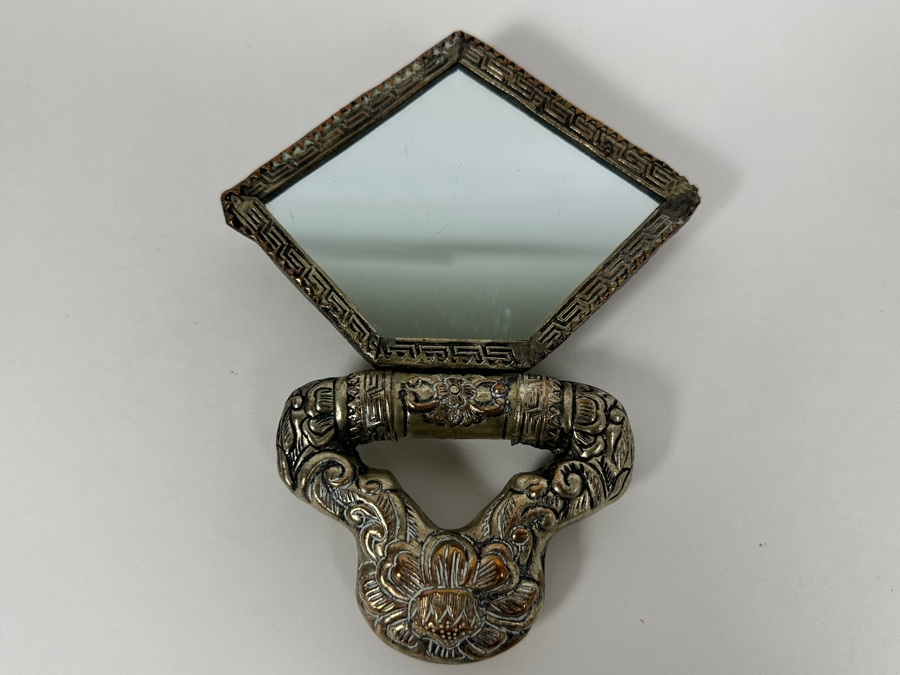 Vintage Tibetan Silver Handheld Mirror 5W X 6H [Photo 10]