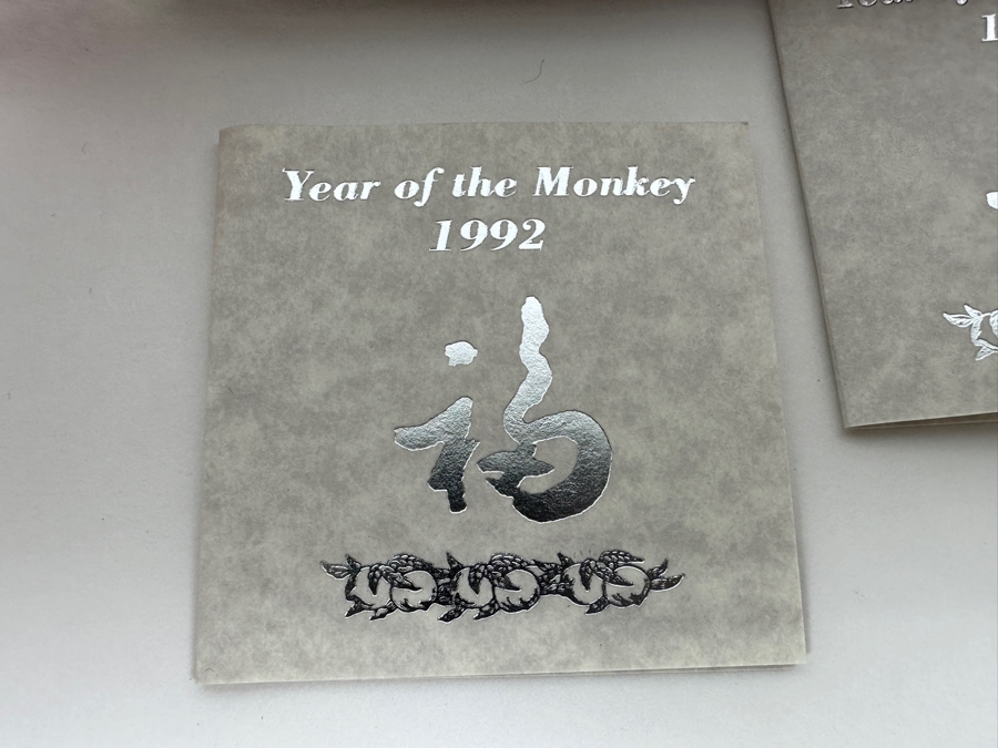 Rare Pair Of Limited Edition Sterling Silver 1992 $10 Silver Proof Coins Produced By The Singapore Mint Year Of The Monkey Limited To 30,000 Pieces Year Of The Monkey Total Sterling Weight Of 62.06g [Photo 7]