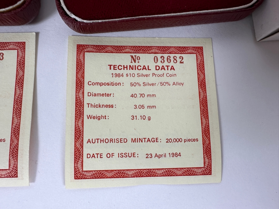 Rare Pair Of Limited Edition 50% Silver 1984 $10 Silver Proof Coins Produced By The Republic Of Singapore Year Of The Rat Limited To 20,000 Pieces Total Weight Of 62.2g [Photo 6]