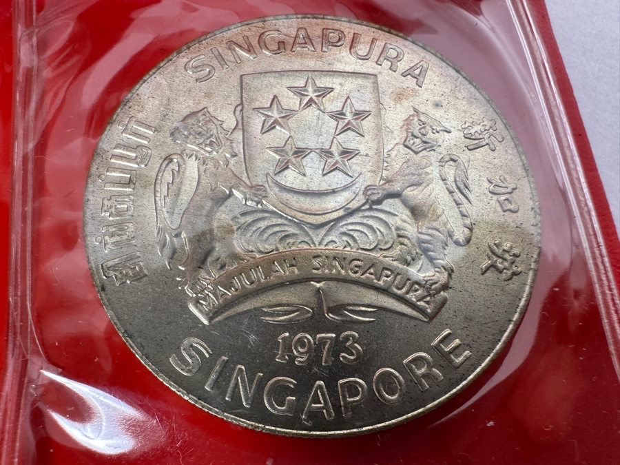 1973 Singapore $10 Dollar Silver Coin Hawk .900 Fineness 31.1g