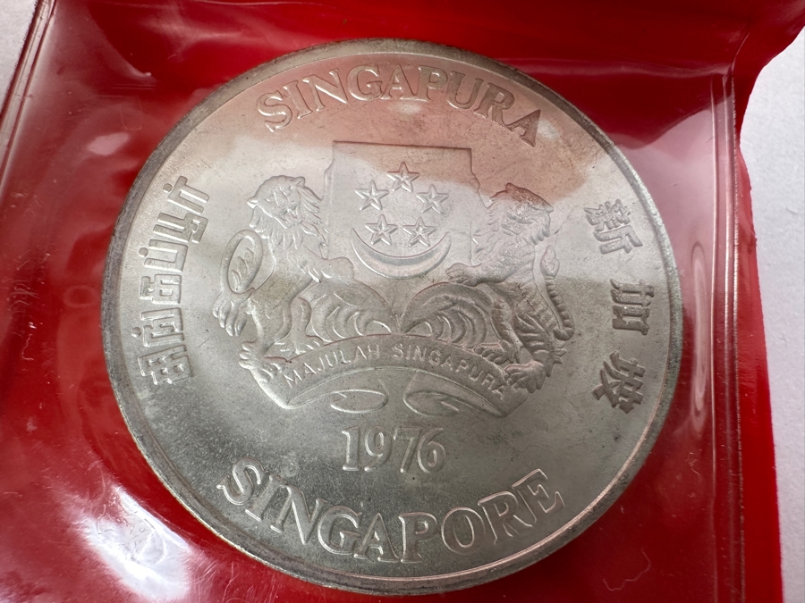 1976 Singapore $10 Dollar Silver Coin Independence .500 Fineness 31.1g [Photo 2]