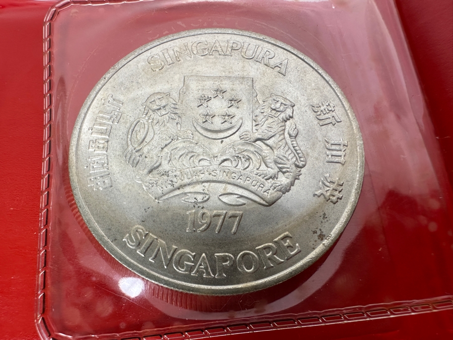 1977 Singapore $10 Dollar Silver Coin Independence .500 Fineness 31.1g [Photo 2]
