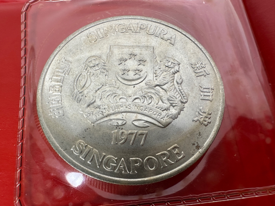 1977 Singapore $10 Dollar Silver Coin Independence .500 Fineness 31.1g