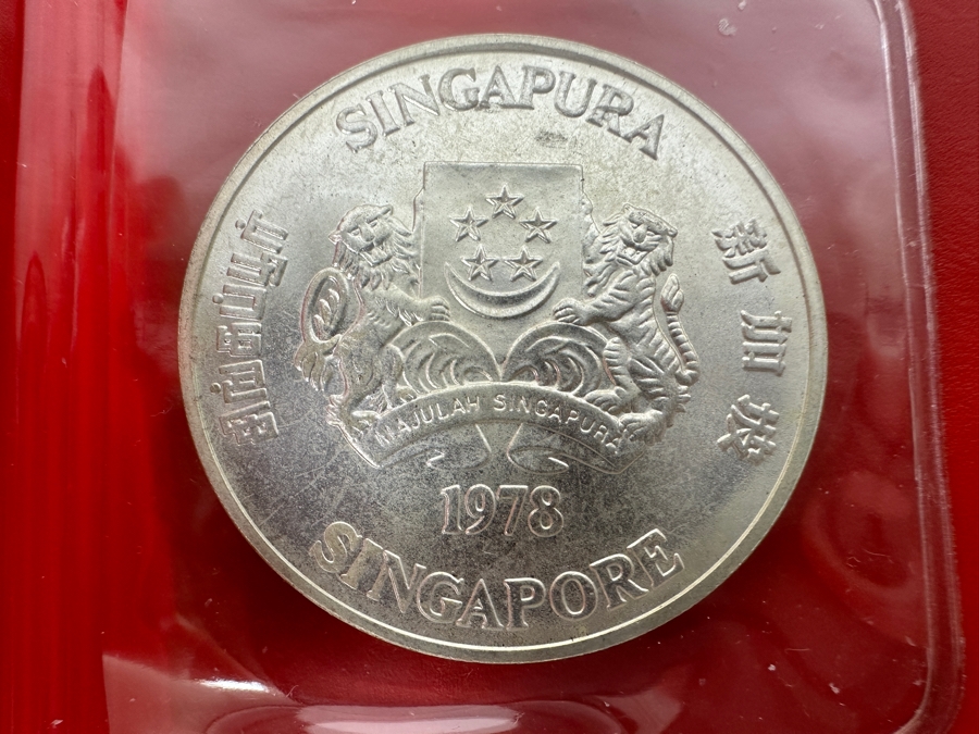 1978 Singapore $10 Dollar Silver Coin Communications Satellites .500 Fineness 31.1g [Photo 2]